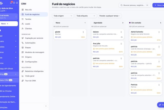 Lançamento do CRM nativo integrado à plataforma Belasis, voltado ao setor de beleza e bem-estar, com foco em vendas e retenção.